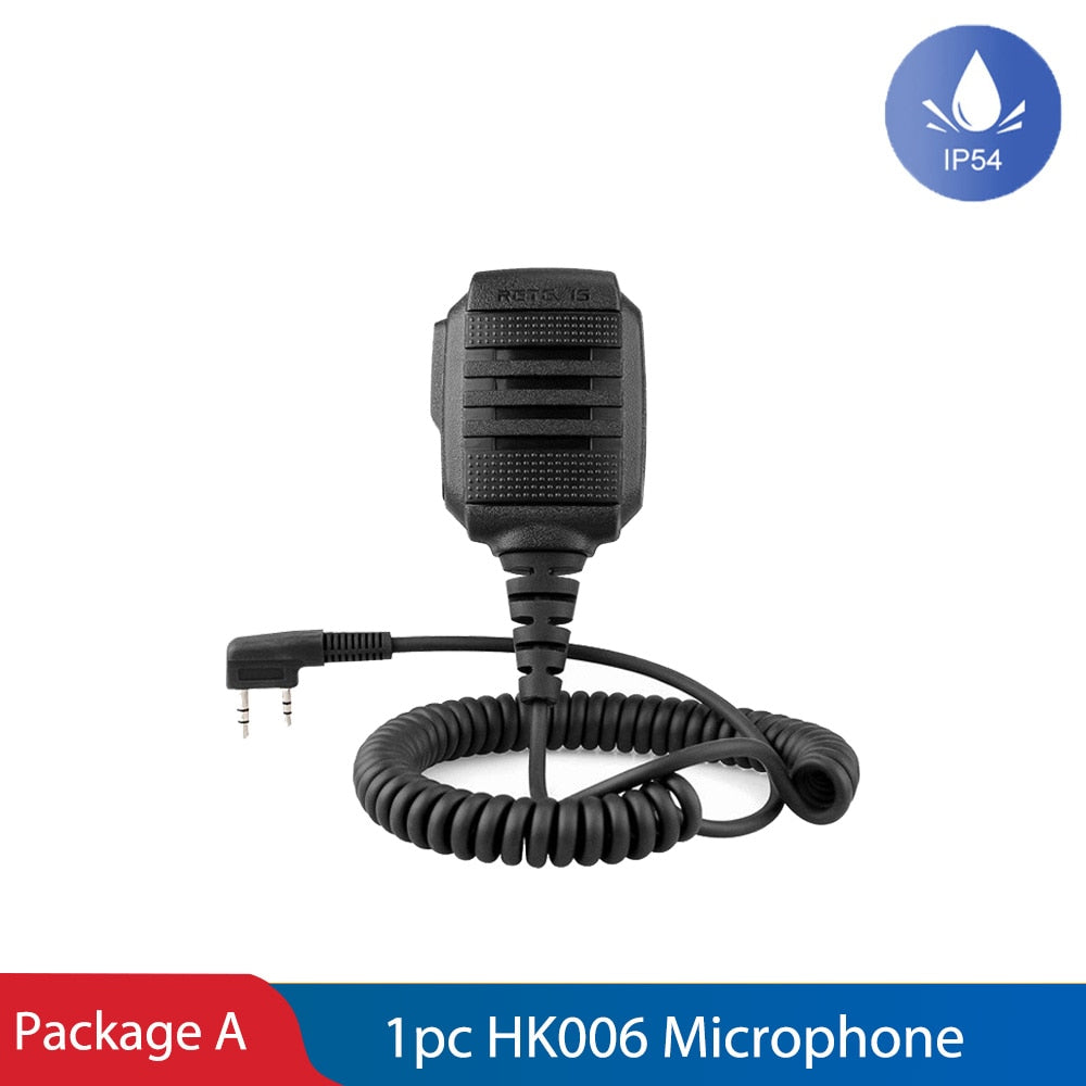 RETEVIS HK006 IP54 Microphone PTT for Kenwood Baofeng UV 5R UV82