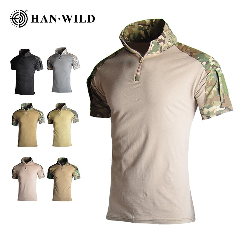 Assault Camouflage Tactical T Shirt Men Short Sleeve US Army Frog Combat Tees Shirt Summer Multicam Military Airsoft Shirts Polo
