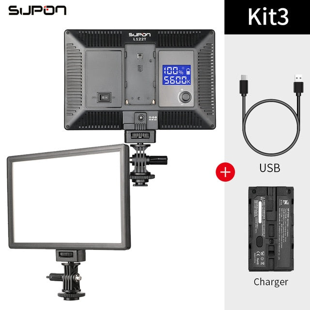 SUPON L122T LED Video Light Ultra thin LCD Bi-Color & Dimmable DSLR Studio LED Light Lamp Panel for Camera DV Camcorder