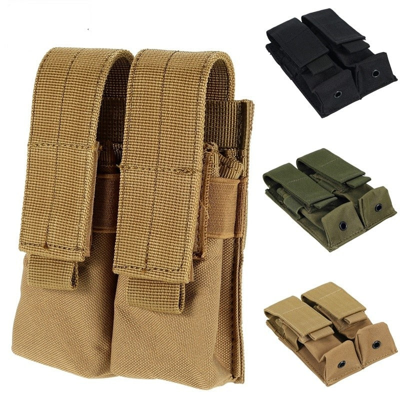 CQC Molle System Tactical Pistol Double Magazine Pouch Molle Clip 9MM Military Airsoft Mag Holder Bag Hunting Accessories